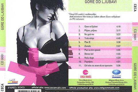Ceca Gore od ljubavi 2004 omot pozadi